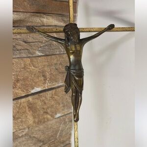 Vintage Crucifix Wall Decor Bronze Gold Religious Cottagecore 10 inch